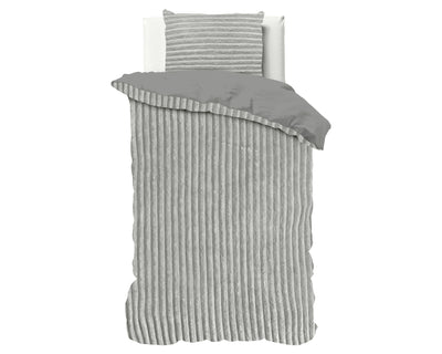 Harmaa nalle polyesteri pussilakanasetti Rib Teddy