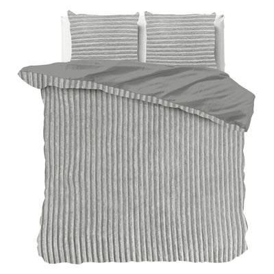 Harmaa nalle polyesteri pussilakanasetti Rib Teddy