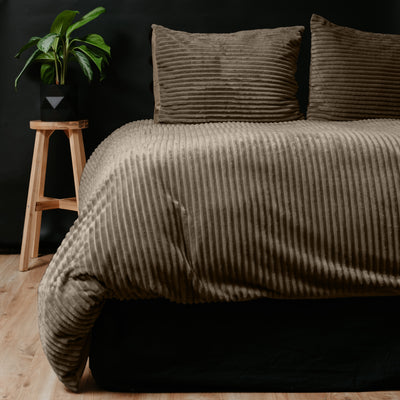 Taupe nalle polyesteri pussilakanasetti Rib Teddy