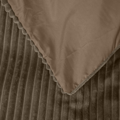 Taupe nalle polyesteri pussilakanasetti Rib Teddy