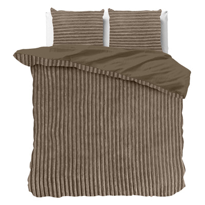 Taupe nalle polyesteri pussilakanasetti Rib Teddy