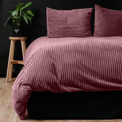 Vaaleanpunainen nalle polyesteri pussilakanasetti Rib Teddy