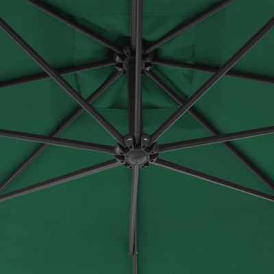 Riippuva aurinkovarjo teräspylväällä 250x250 cm vihreä