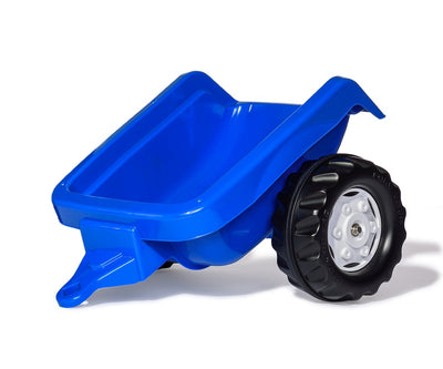 Rolly Toys -merkkinen traktori leikkikärryllä, punainen ja sininen, sopii lapsille.