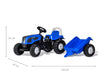 Rolly Toys -merkkinen traktori lasten leikkeihin, väri kirkkaan punainen, mukana perävaunu.