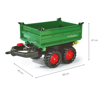 Rolly Toysin mega-perävaunu, tummanvihreä kahdella akselilla.