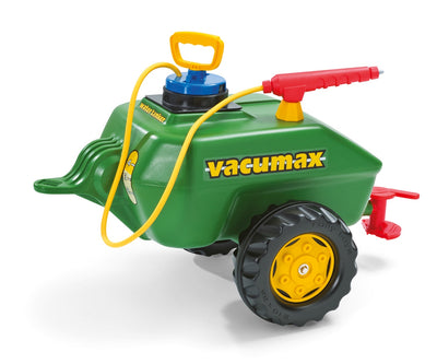 Rolly Toysin vihreä cysterna-rolly-vacumax-tankki leikkikärryllä ja pumppu.
