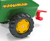 Vihreä Rolly Toys -merkkinen cysterna-rolly-vacumax -leikkisetti, johon kuuluu pumppu ja letku.
