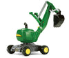Muovinen lasten kaivuri-lelu, John Deere -tyylinen