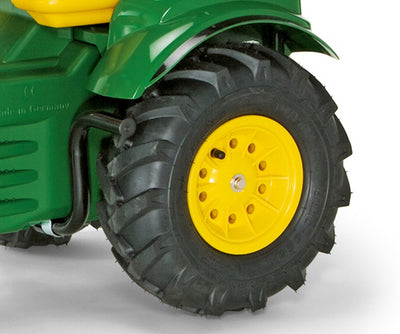 Rolly Toys 710126 traktori, farmtrac John Deere -malli, punainen traktori lapsille, jossa on lapiolla ja pumpattavilla renkailla.