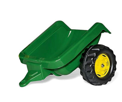 Rolly Toys 811496 -traktori Junior John Deere -teemalla, mukana kauha ja perävaunu.