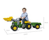Rolly Toys 811496 -traktorilelu, Rolly Junior John Deere -malli, mukana kauha ja perävaunu.