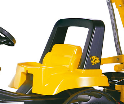 Rolly Toys 812004 -traktori lapsille, Junior JCB -malli, punainen ja keltainen, mukana kauha ja perävaunu.