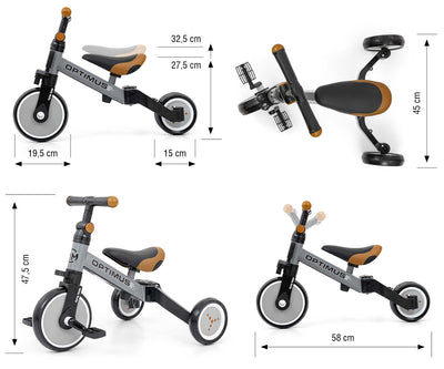 Lasten 3in1 Kolmipyörä Optimus Harmaa