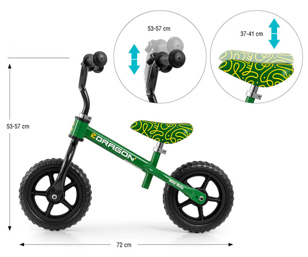 Lasten puinen vihreä potkupyörä