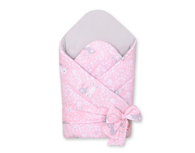 Baby nest 2in1 with stiffening with bow - pink rabbits