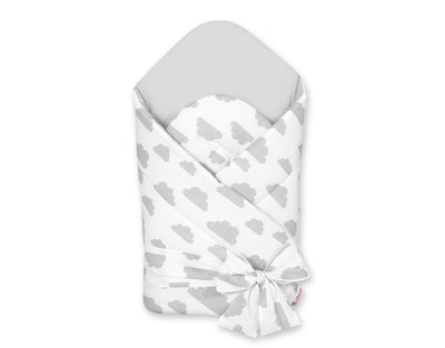 Baby nest 2in1 with stiffening with bow - clouds gray/gray