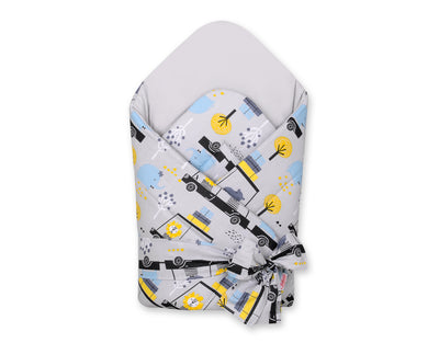 Baby nest 2in1 with stiffening with bow - animals in cars gray