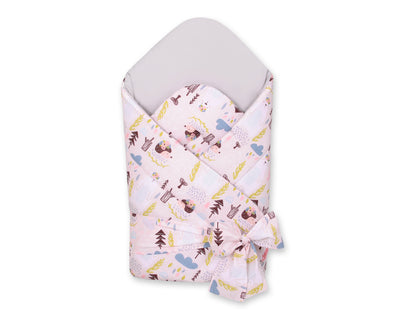 Baby nest 2in1 with stiffening with bow - pink hedgehogs