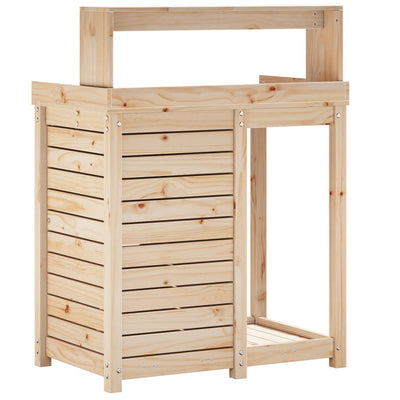 Ruukutuspöytä hyllyllä 82,5x50x109,5 cm täysi mänty