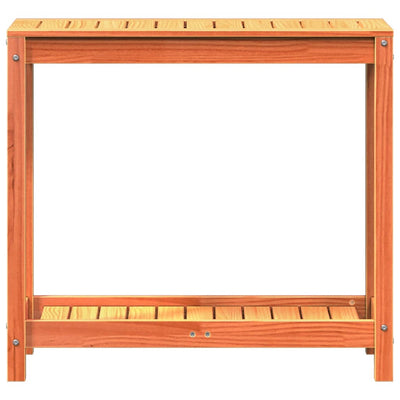 Ruukutuspöytä hyllyllä vahanruskea 82,5x35x75 cm täysi mänty