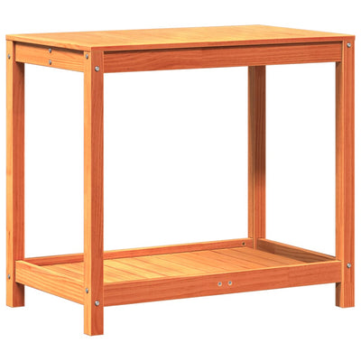 Ruukutuspöytä hyllyllä vahanruskea 82,5x50x75 cm täysi mänty