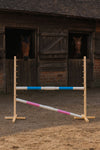 Super Hobby Horse - Hobby Horse estehyppy 160 cm, korkeus 120 cm, kahdella puomilla, vaaleansininen ja vaaleanpunainen