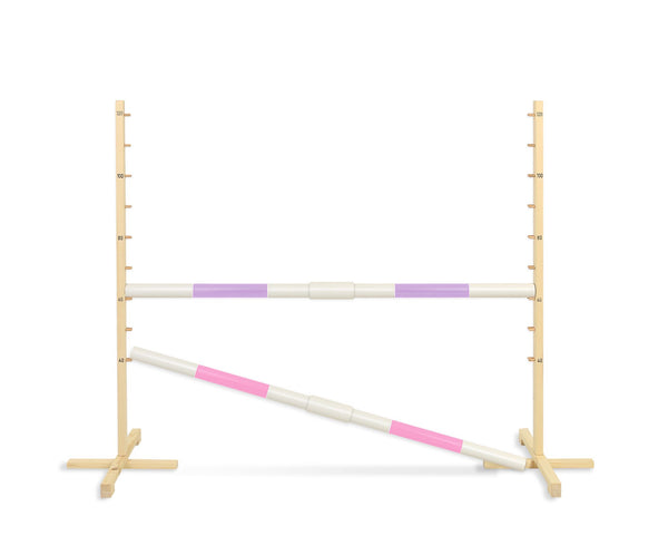 Super Hobby Horse - Hobby Horse -este 160 cm, korkeus 120 cm, kahdella puomilla, vaaleanvioletti ja vaaleanpunainen