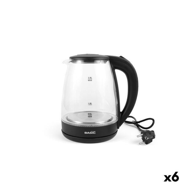 Basic Home Vedenkeitin Musta Lasi 1500 W 2 L - Vuodevaatteet.fi