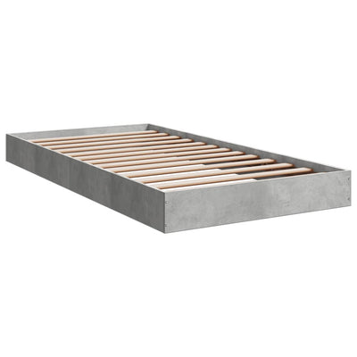 Sängynrunko betoninharmaa 100x200 cm tekninen puu