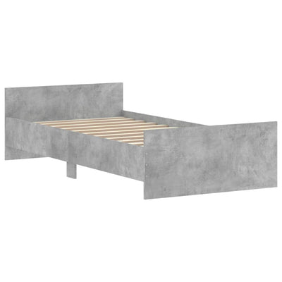 Sängynrunko betoninharmaa 100x200 cm tekninen puu
