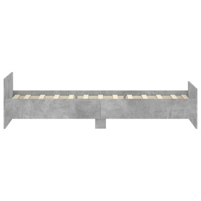Sängynrunko betoninharmaa 100x200 cm tekninen puu