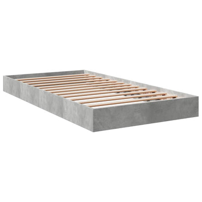 Sängynrunko betoninharmaa 100x200 cm tekninen puu