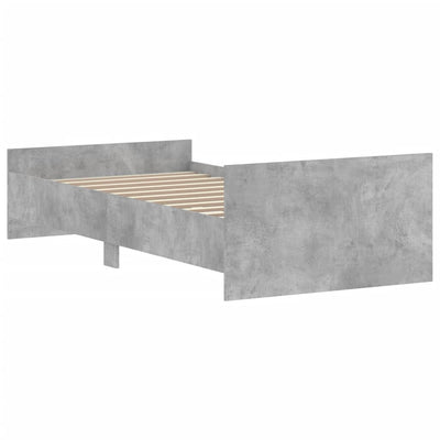 Sängynrunko betoninharmaa 100x200 cm tekninen puu