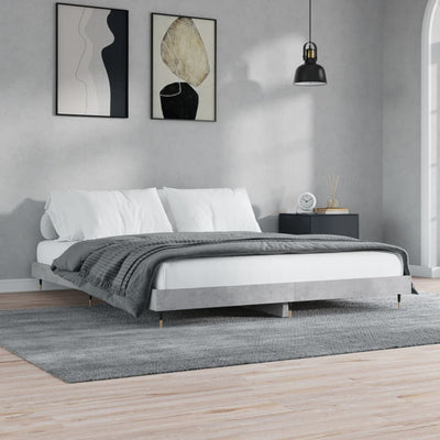 Sängynrunko betoninharmaa 120x200 cm tekninen puu