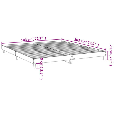 Sängynrunko betoninharmaa 120x200 cm tekninen puu