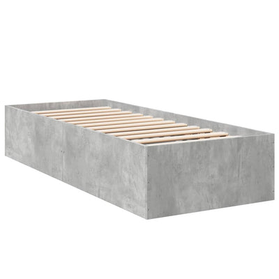 Sängynrunko betoninharmaa 75x190 cm tekninen puu