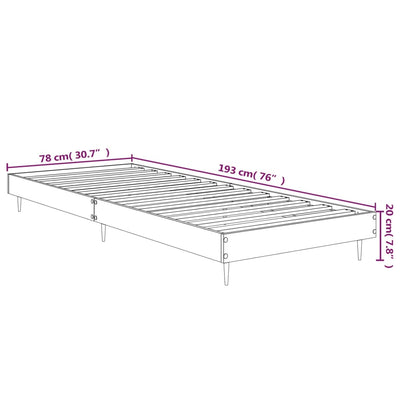 Sängynrunko betoninharmaa 75x190 cm tekninen puu