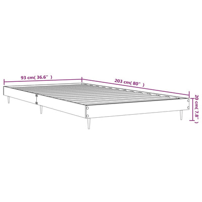 Sängynrunko betoninharmaa 90x200 cm tekninen puu