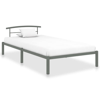 Sängynrunko harmaa metalli 90x200 cm