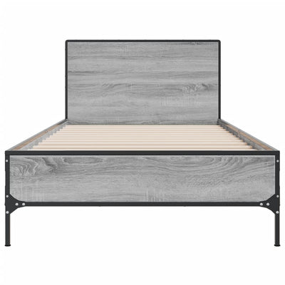 Sängynrunko harmaa Sonoma 100x200 cm tekninen puu ja metalli