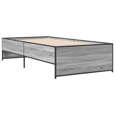 Sängynrunko harmaa Sonoma 75x190 cm tekninen puu ja metalli