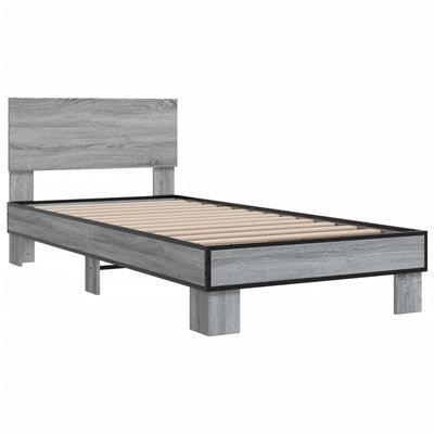Sängynrunko harmaa Sonoma 75x190 cm tekninen puu ja metalli