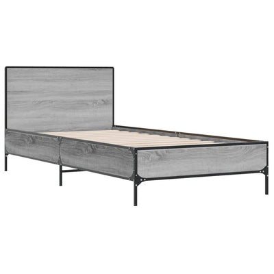 Sängynrunko harmaa Sonoma 75x190 cm tekninen puu ja metalli