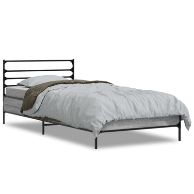 Sängynrunko harmaa Sonoma 75x190 cm tekninen puu ja metalli