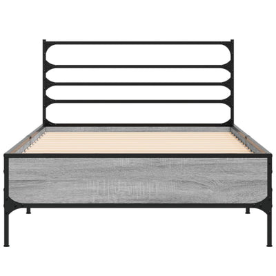 Sängynrunko harmaa Sonoma 75x190 cm tekninen puu ja metalli