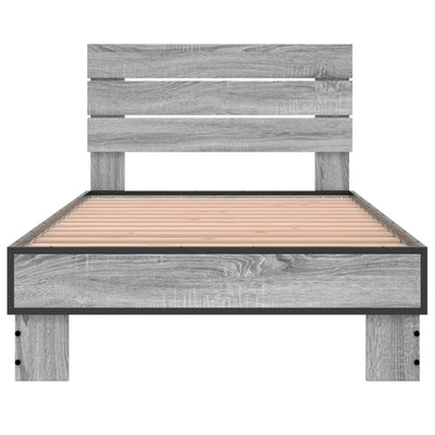 Sängynrunko harmaa Sonoma 75x190 cm tekninen puu ja metalli