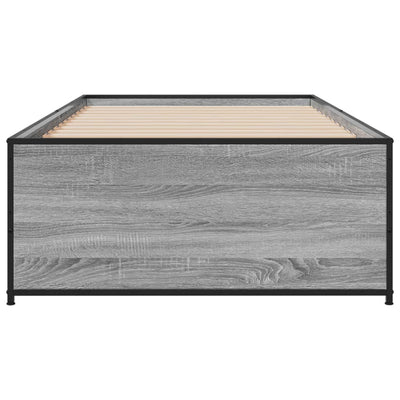 Sängynrunko harmaa Sonoma 75x190 cm tekninen puu ja metalli