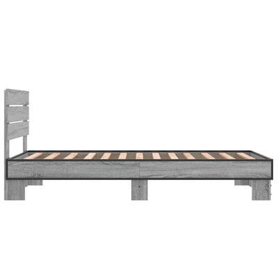 Sängynrunko harmaa Sonoma 75x190 cm tekninen puu ja metalli