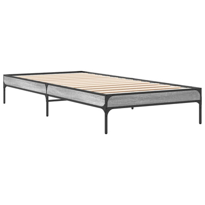 Sängynrunko harmaa Sonoma 75x190 cm tekninen puu ja metalli